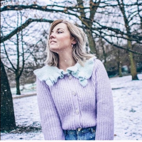 ZARA Bib Collar Jewel Button Knit Cardigan - Picture 1 of 6